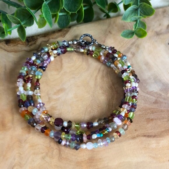 Two-Strand Gemstone and Seed Pearl Necklace - Picture 6 of 6